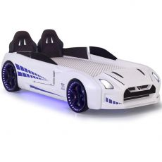 Дитяче ліжко машина GTR White 190х90 см з підсвіткою, музикою, шкіряний салон, пультом